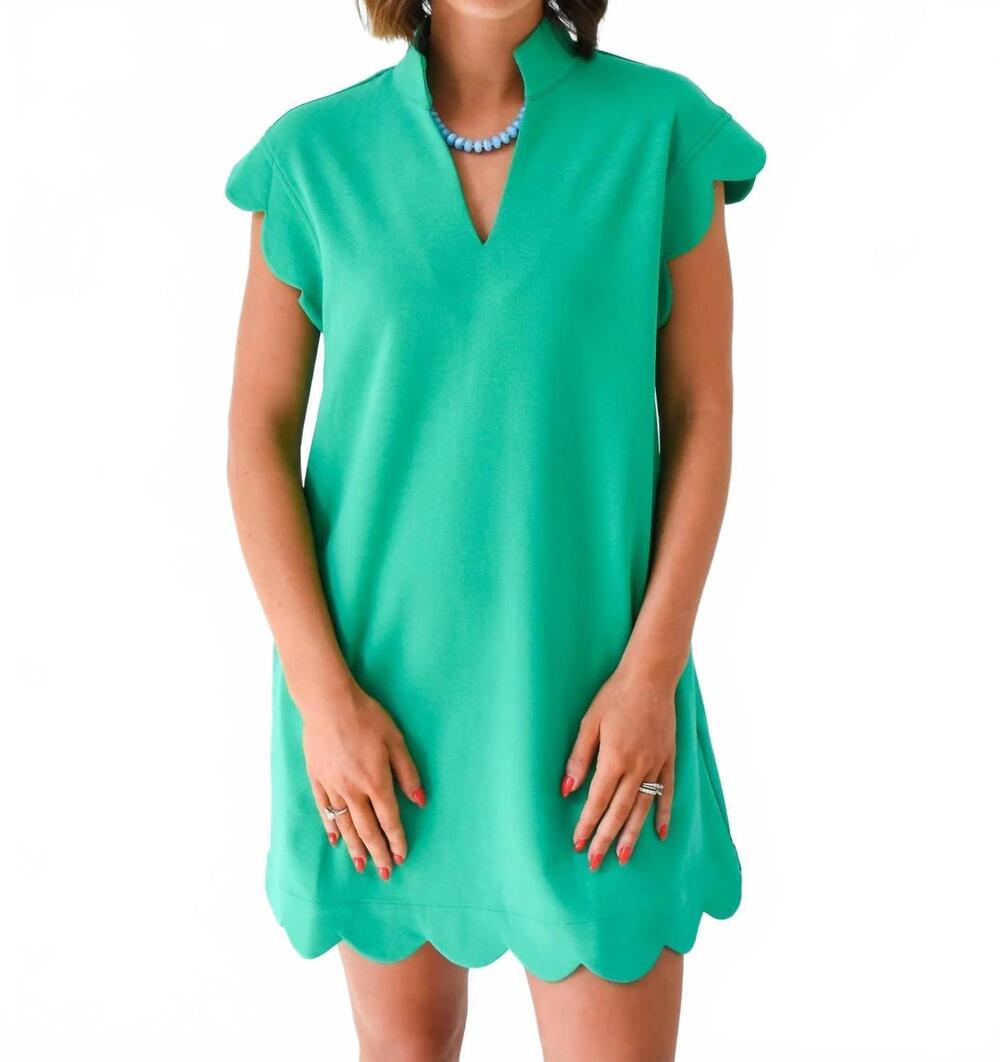 NEW ENTRO feeling lucky scalloped dress in green